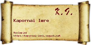 Kapornai Imre névjegykártya